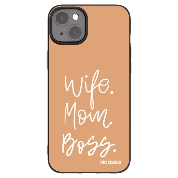 Picasee silikonski črni ovitek za Apple iPhone 15 Plus - Boss Mama