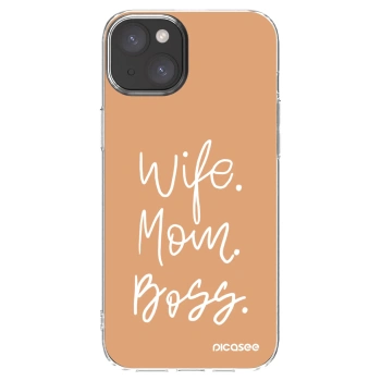Picasee silikonski prozorni ovitek za Apple iPhone 15 Plus - Boss Mama