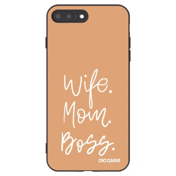 Picasee silikonski črni ovitek za Apple iPhone 7 Plus - Boss Mama