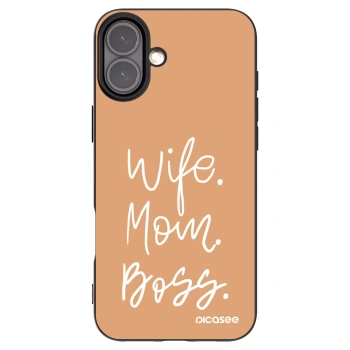 Picasee silikonski črni ovitek za Apple iPhone 16 Plus - Boss Mama