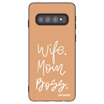 Picasee silikonski črni ovitek za Samsung Galaxy S10 G973 - Boss Mama