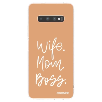 Picasee silikonski prozorni ovitek za Samsung Galaxy S10 Plus G975 - Boss Mama