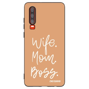 Picasee silikonski črni ovitek za Huawei P30 - Boss Mama