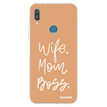 Picasee silikonski prozorni ovitek za Huawei Y6 2019 - Boss Mama
