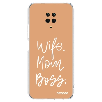 Picasee silikonski prozorni ovitek za Xiaomi Redmi Note 9 Pro - Boss Mama