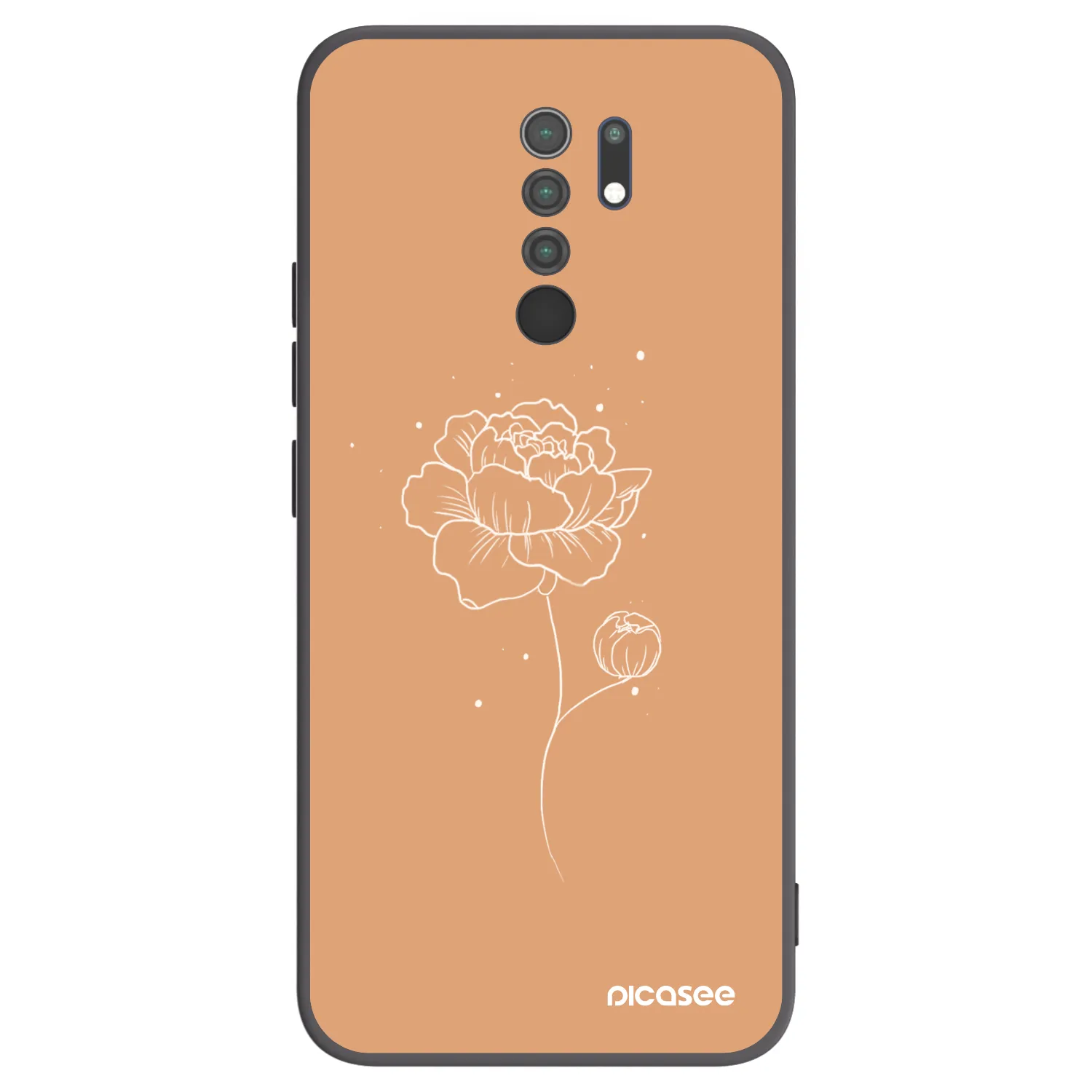 Picasee silikonski črni ovitek za Xiaomi Redmi 9 - Peonies