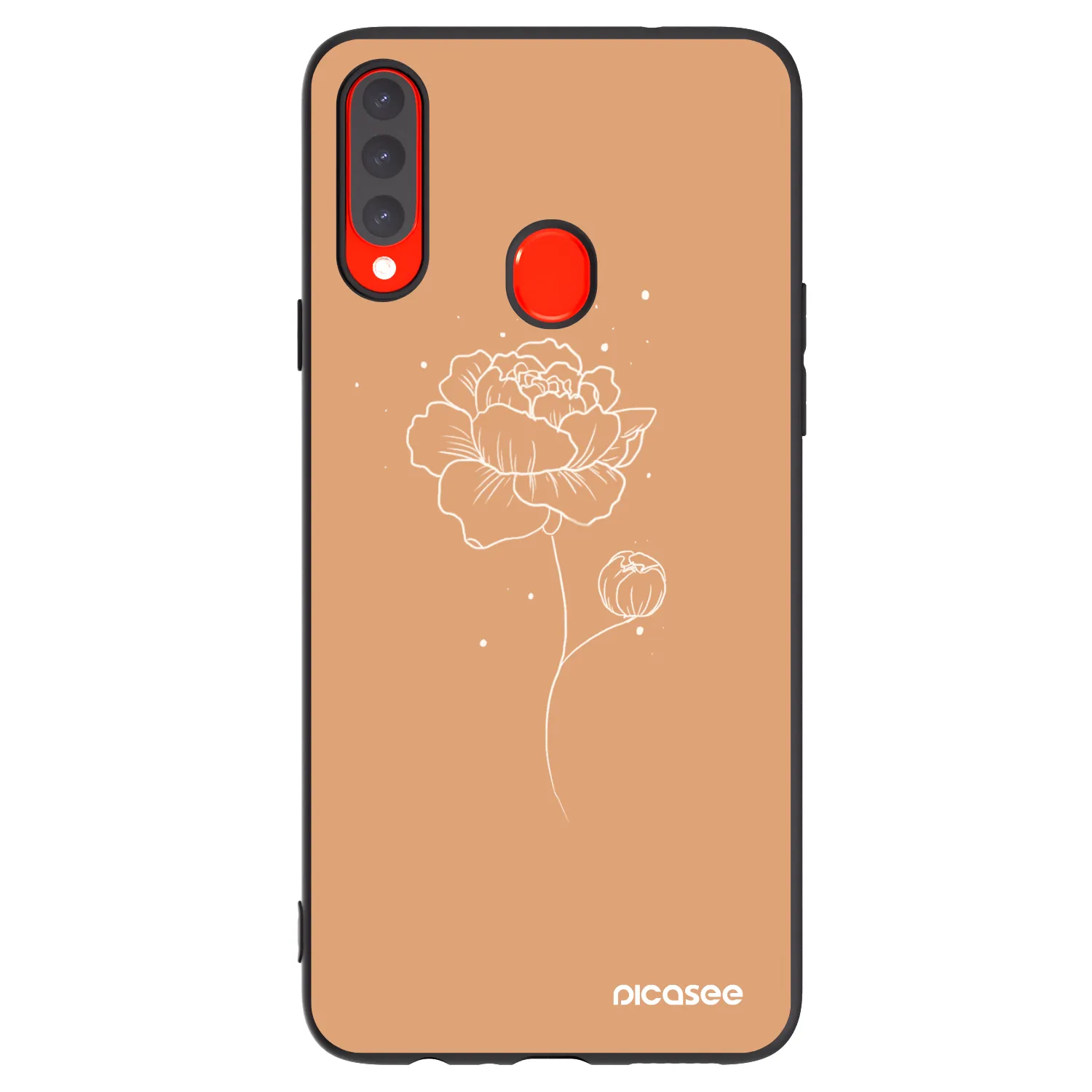Picasee silikonski črni ovitek za Samsung Galaxy A20s - Peonies