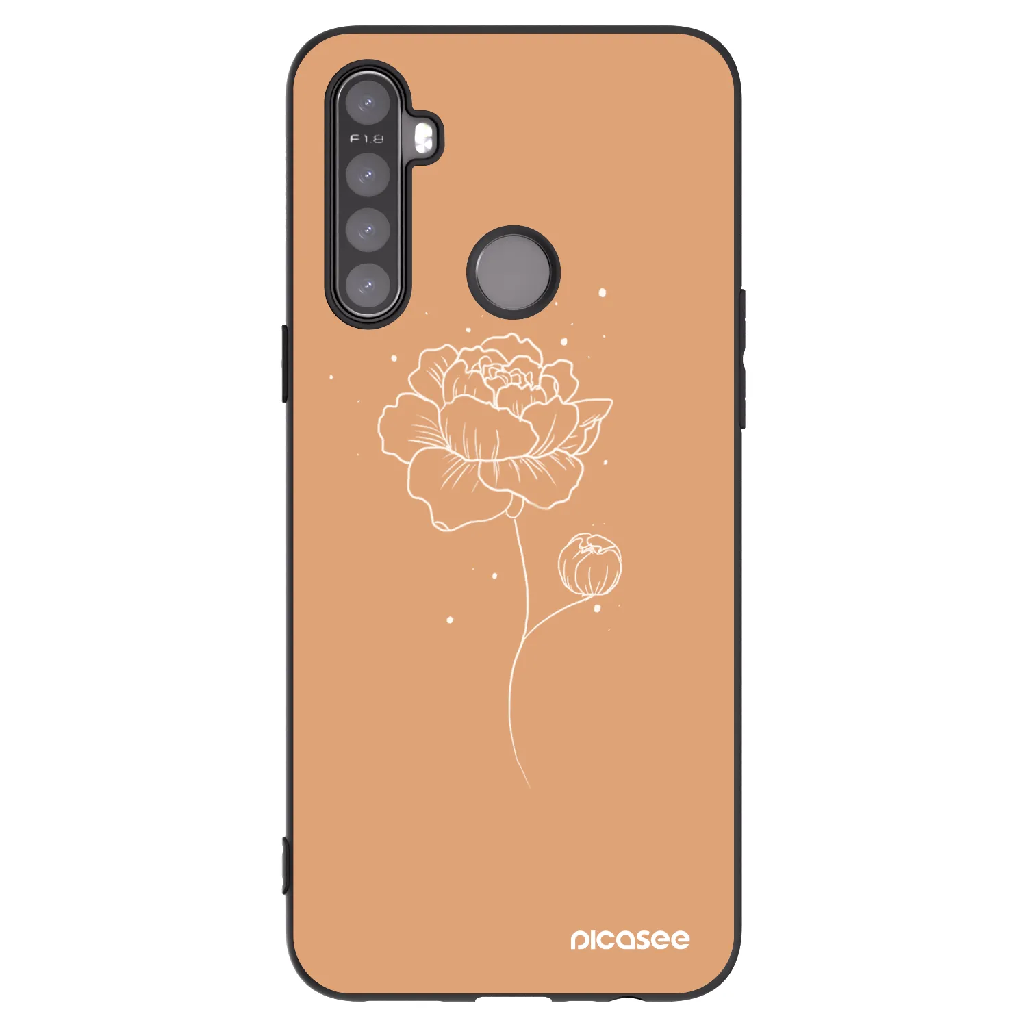Picasee silikonski črni ovitek za Realme 5 - Peonies
