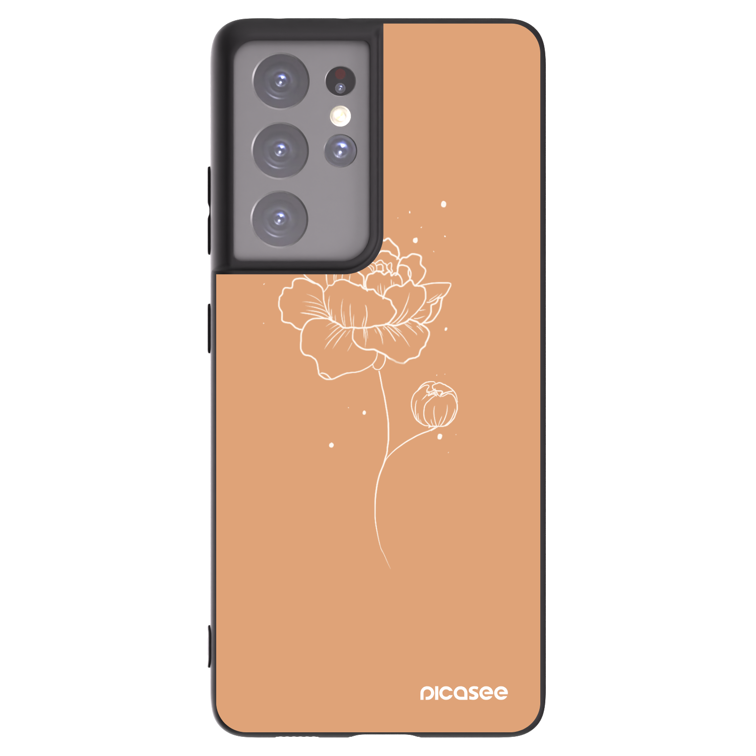 Picasee silikonski črni ovitek za Samsung Galaxy S21 Ultra 5G G998B - Peonies