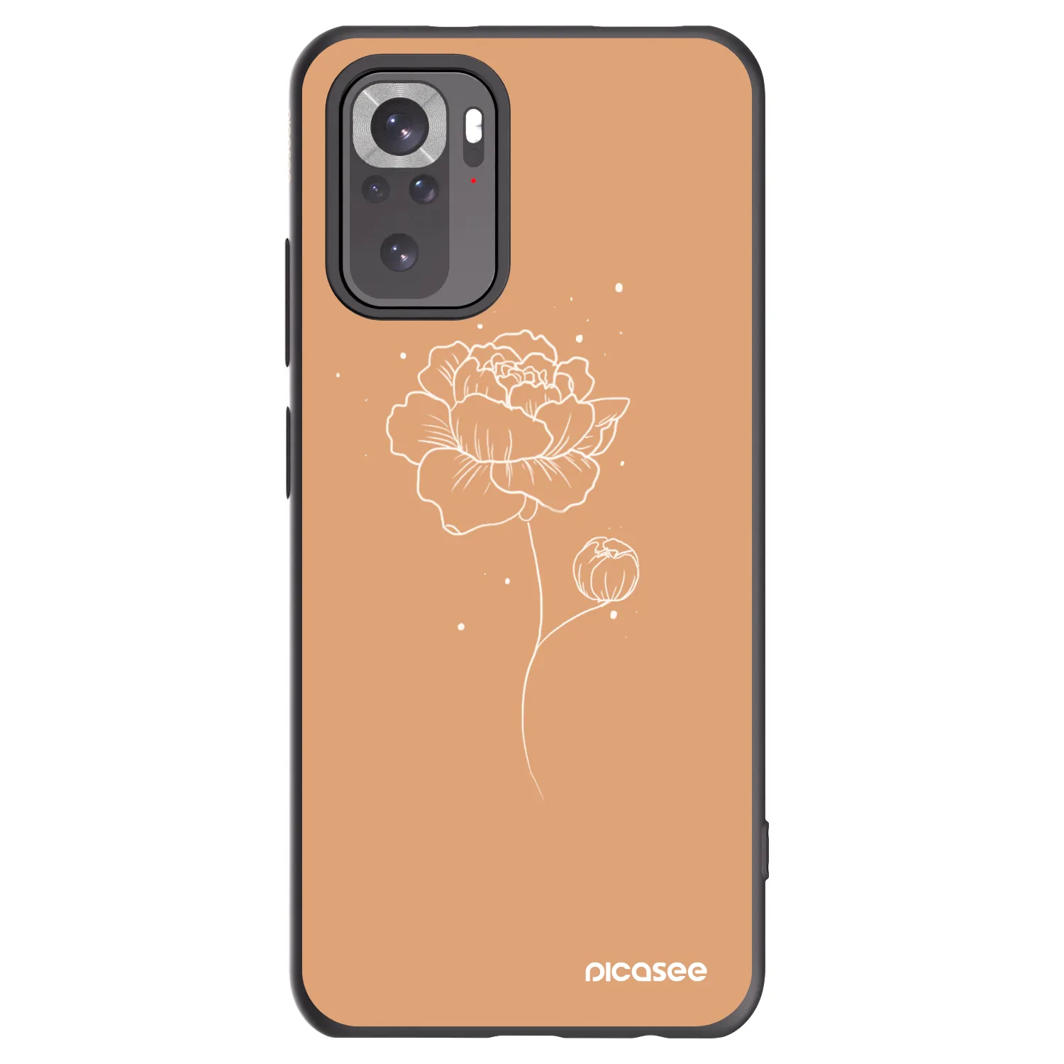 Picasee silikonski črni ovitek za Xiaomi Redmi Note 10 - Peonies