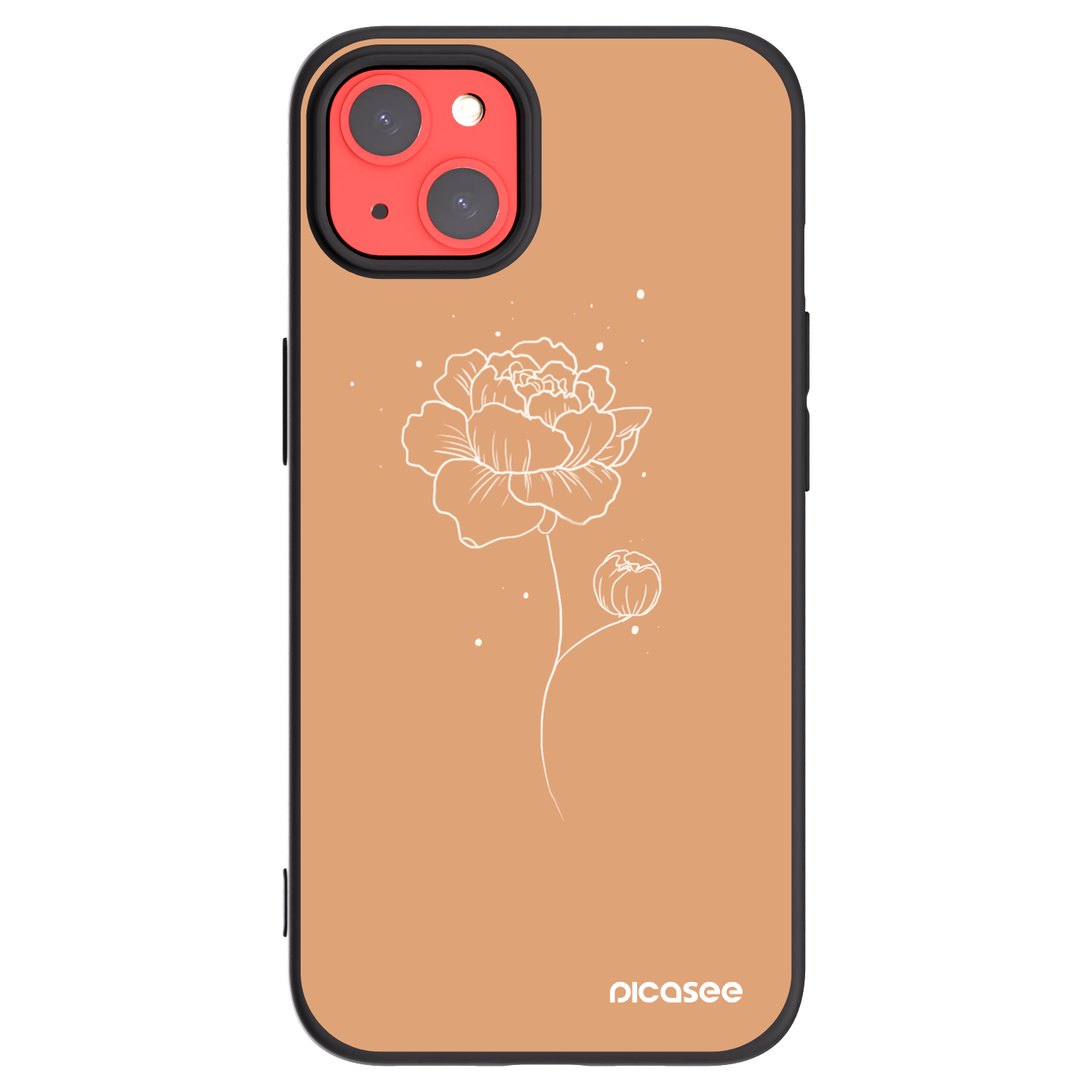Picasee silikonski črni ovitek za Apple iPhone 13 - Peonies