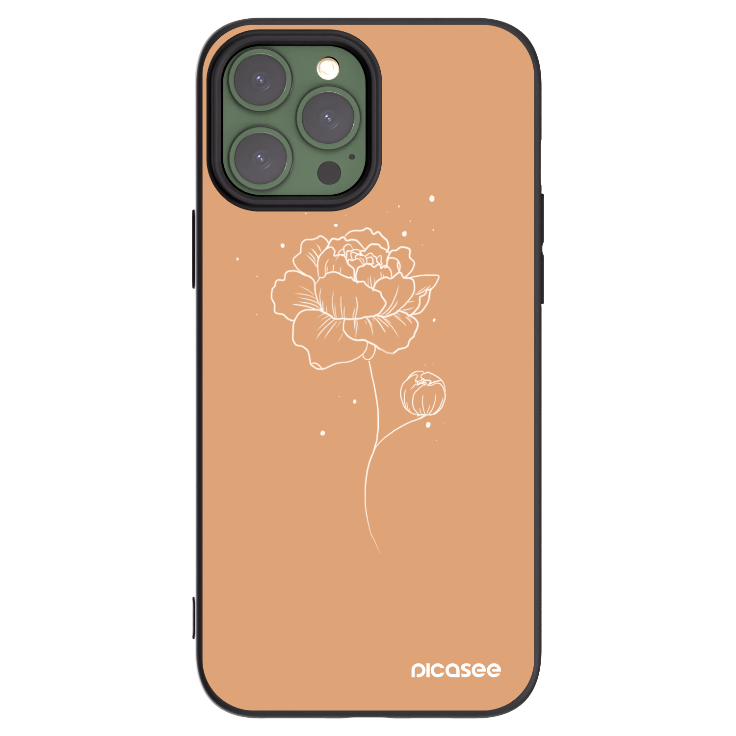Picasee silikonski črni ovitek za Apple iPhone 13 Pro Max - Peonies