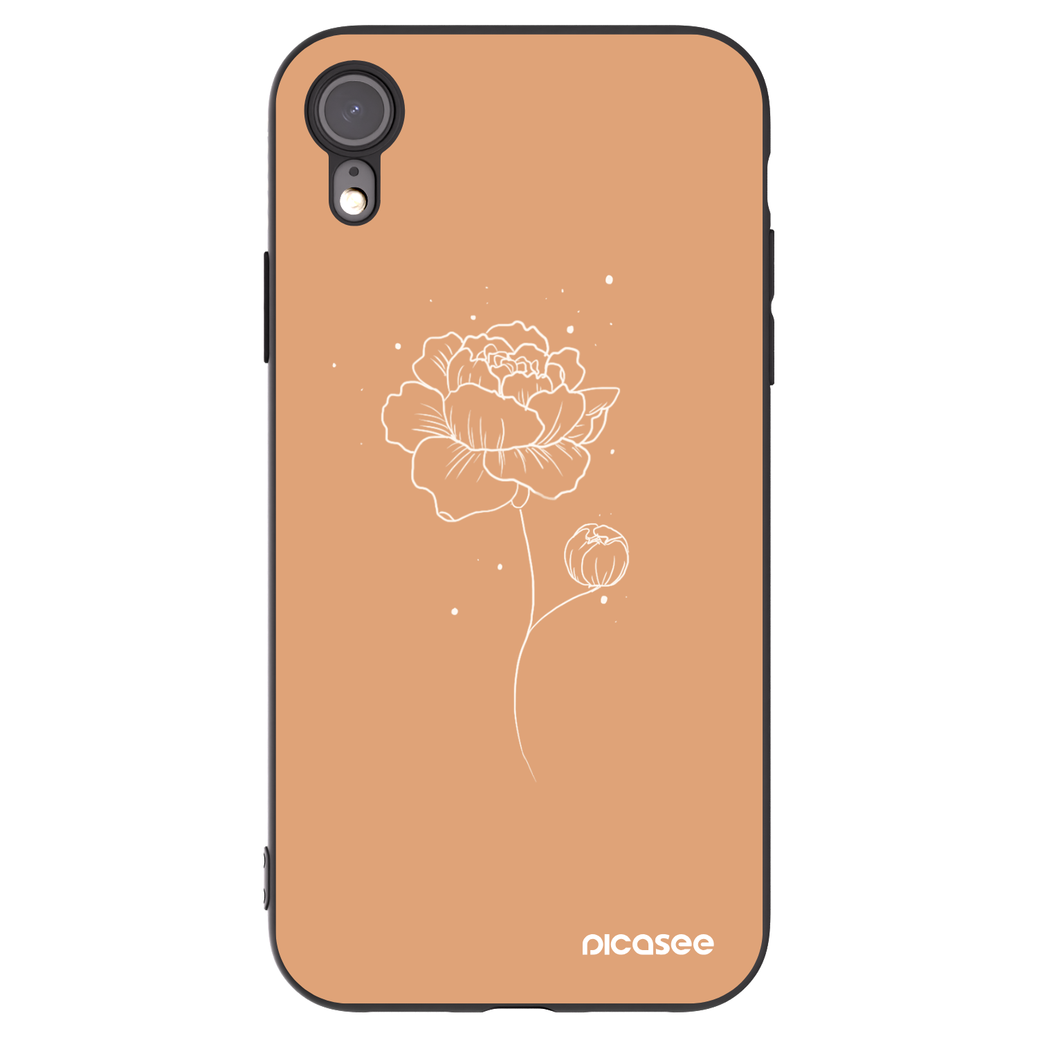Picasee silikonski črni ovitek za Apple iPhone XR - Peonies