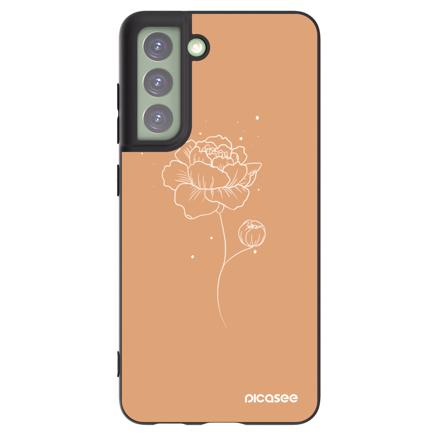 Picasee silikonski črni ovitek za Samsung Galaxy S21 FE 5G - Peonies