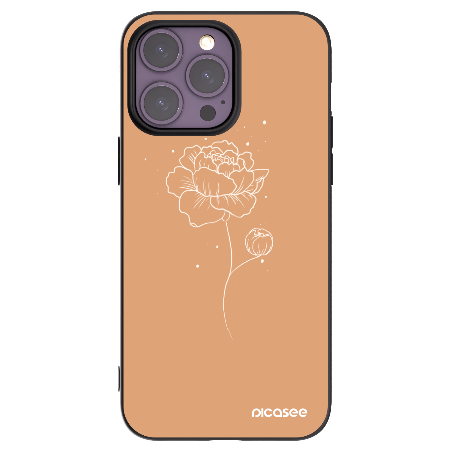 Picasee silikonski črni ovitek za Apple iPhone 14 Pro Max - Peonies