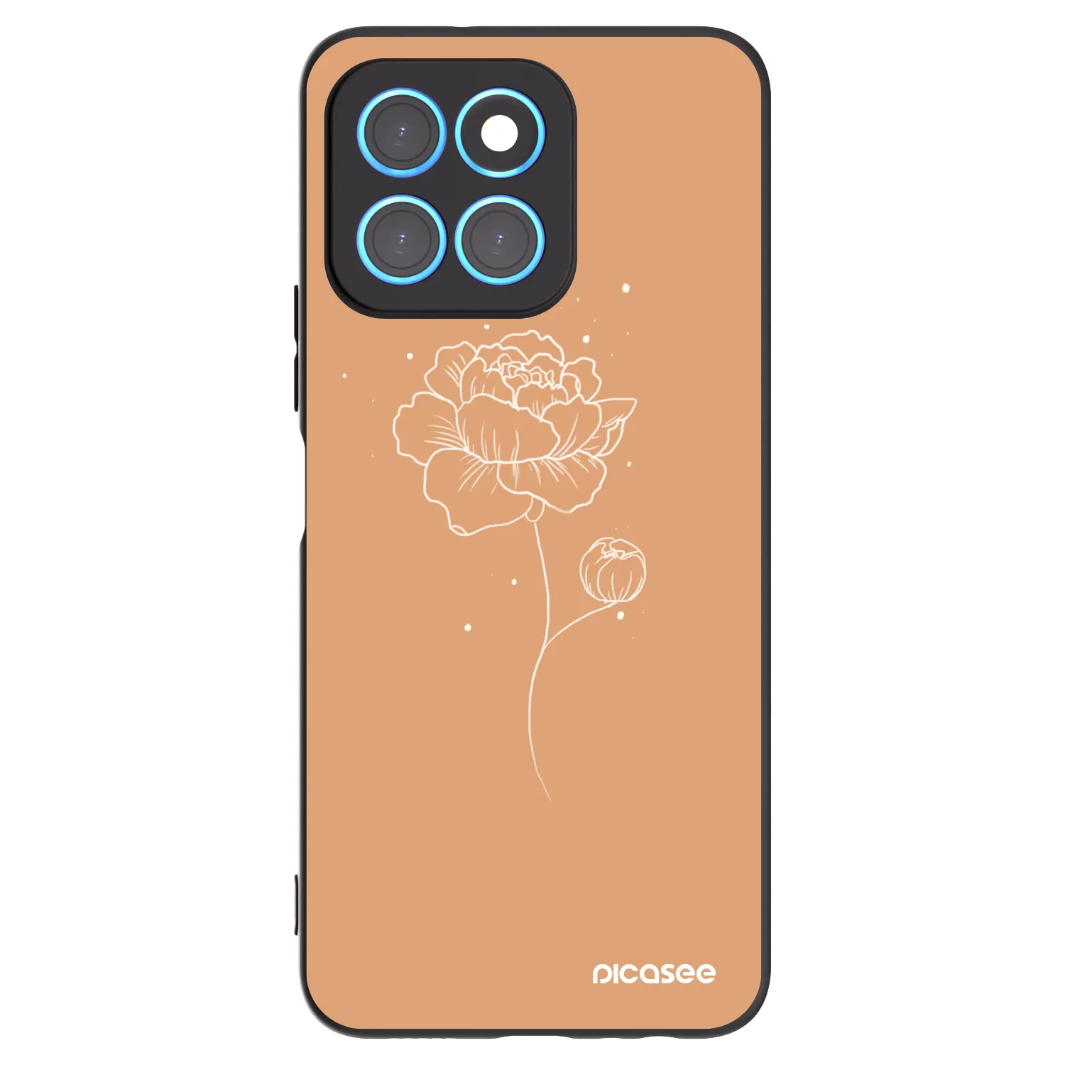 Picasee silikonski črni ovitek za Honor X8 5G - Peonies