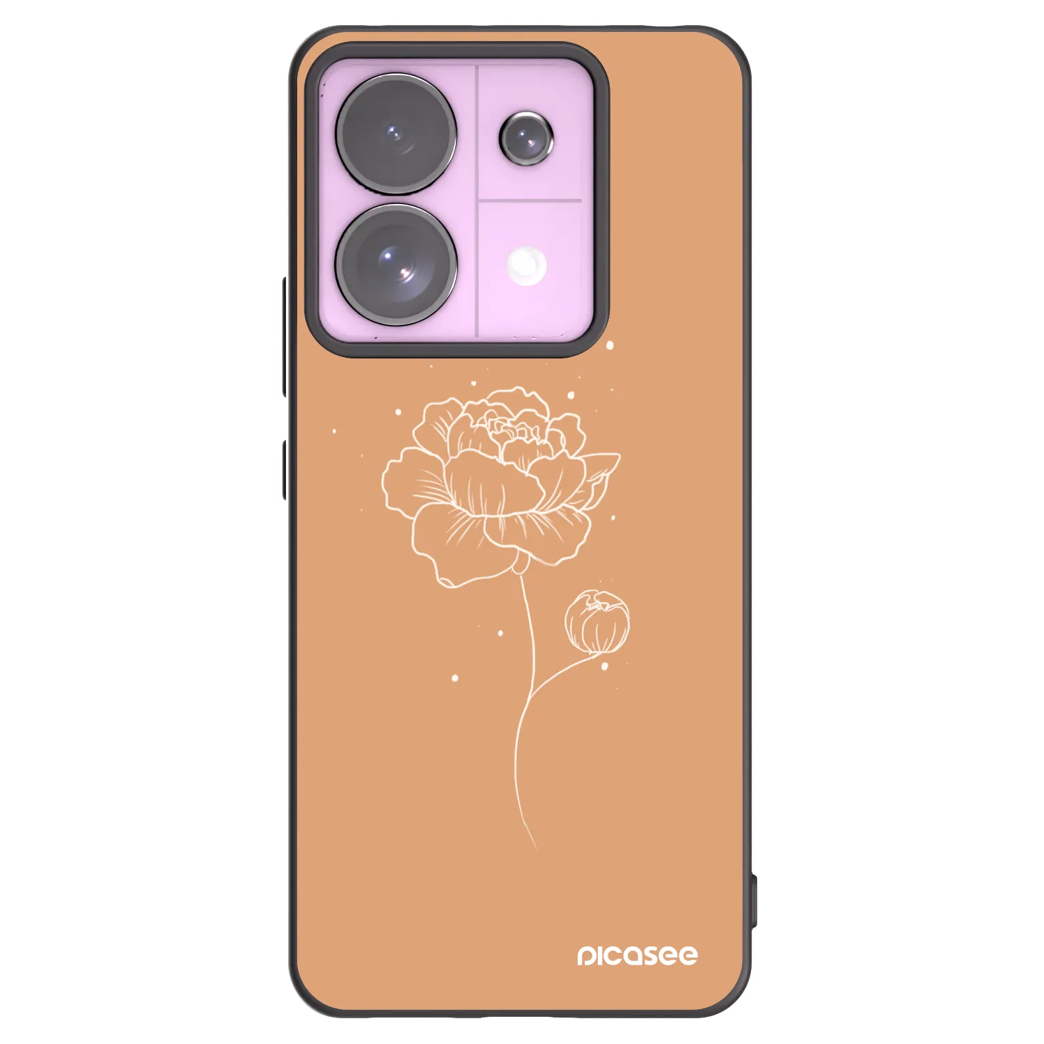 Picasee silikonski črni ovitek za Xiaomi Redmi Note 13 Pro 5G - Peonies