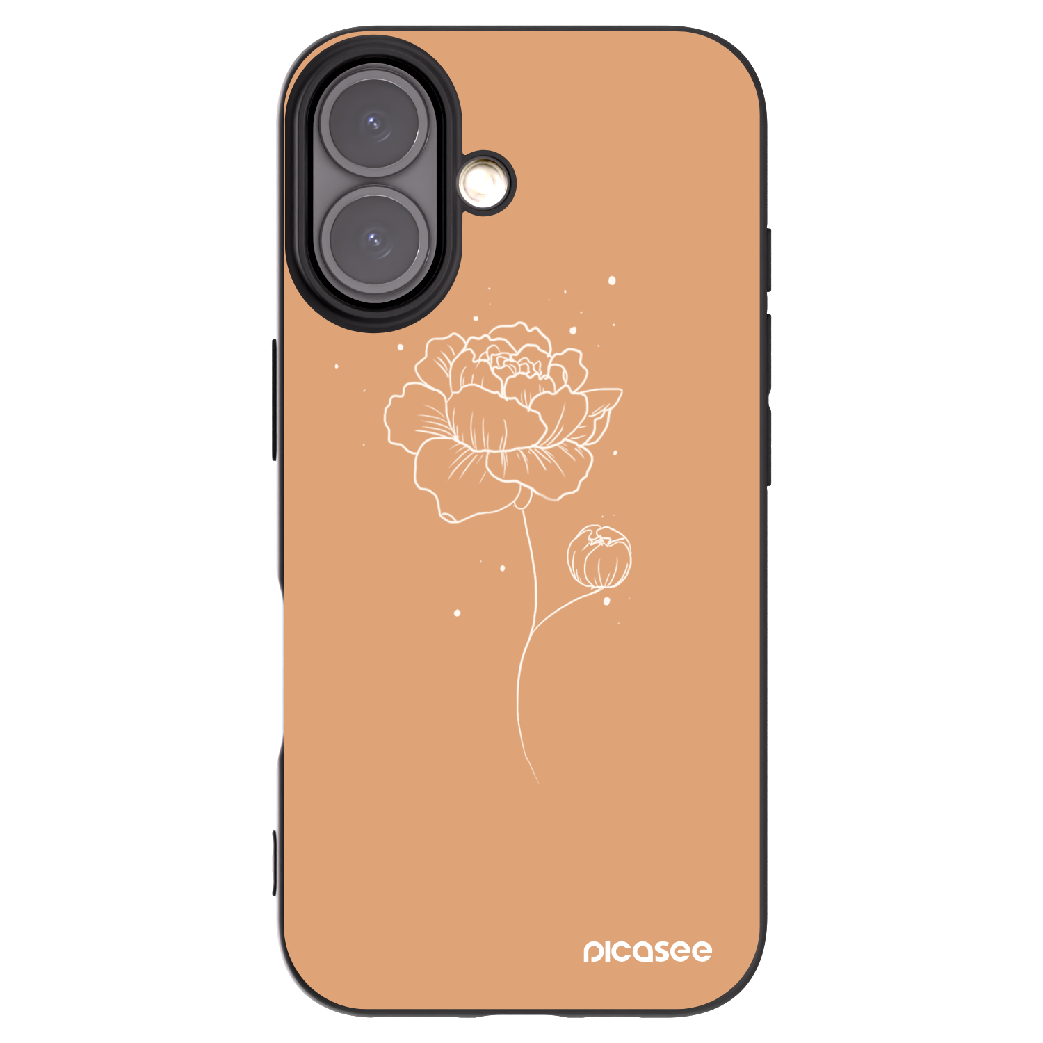 Picasee silikonski črni ovitek za Apple iPhone 16 - Peonies