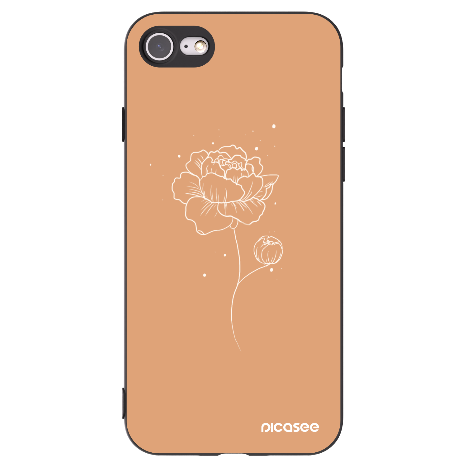 Picasee silikonski črni ovitek za Apple iPhone 8 - Peonies