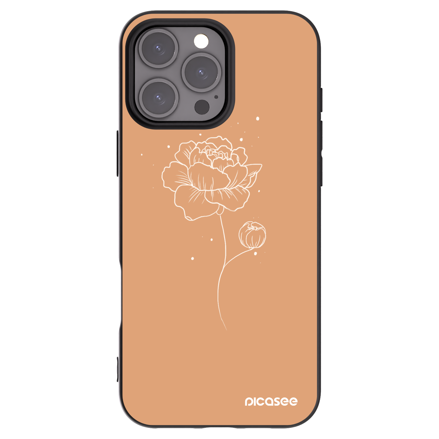 Picasee silikonski črni ovitek za Apple iPhone 16 Pro Max - Peonies