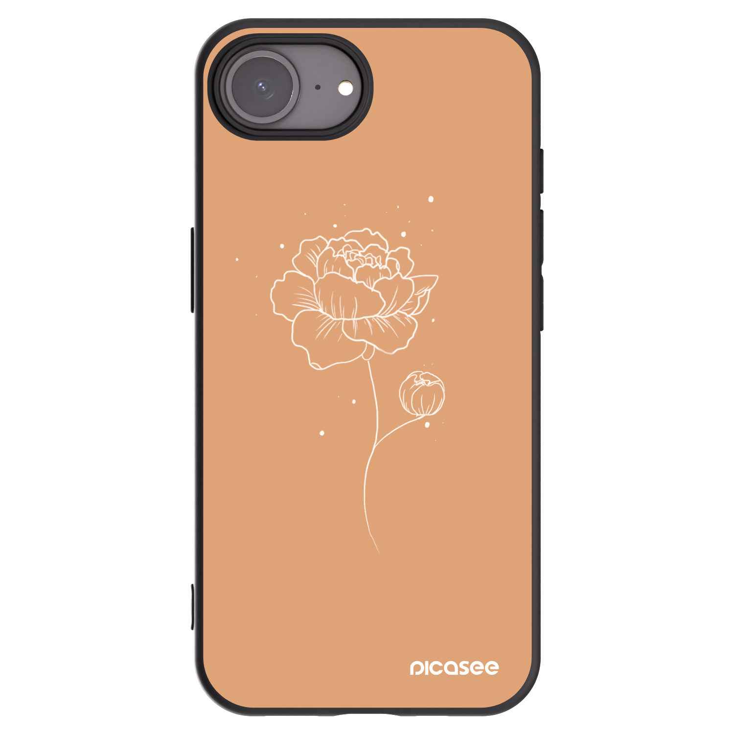 Picasee silikonski črni ovitek za Apple iPhone 16e - Peonies