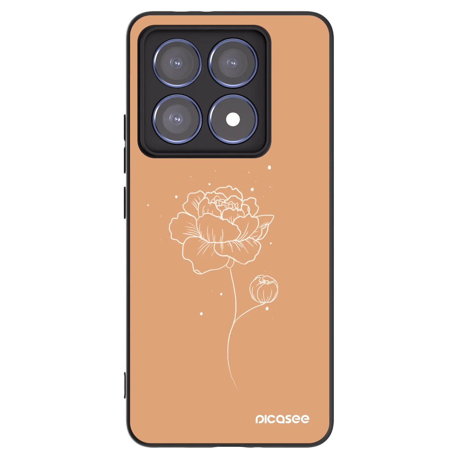 Picasee silikonski črni ovitek za Xiaomi 14T Pro - Peonies