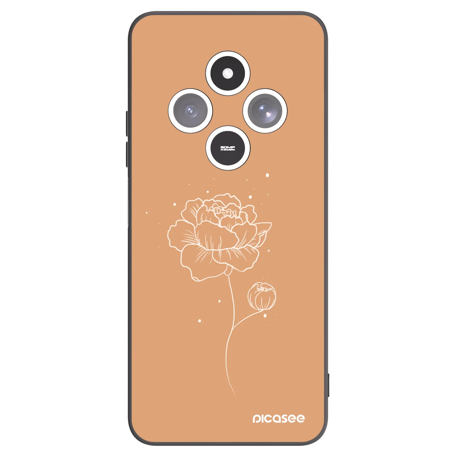 Picasee silikonski črni ovitek za Xiaomi Redmi 14C - Peonies