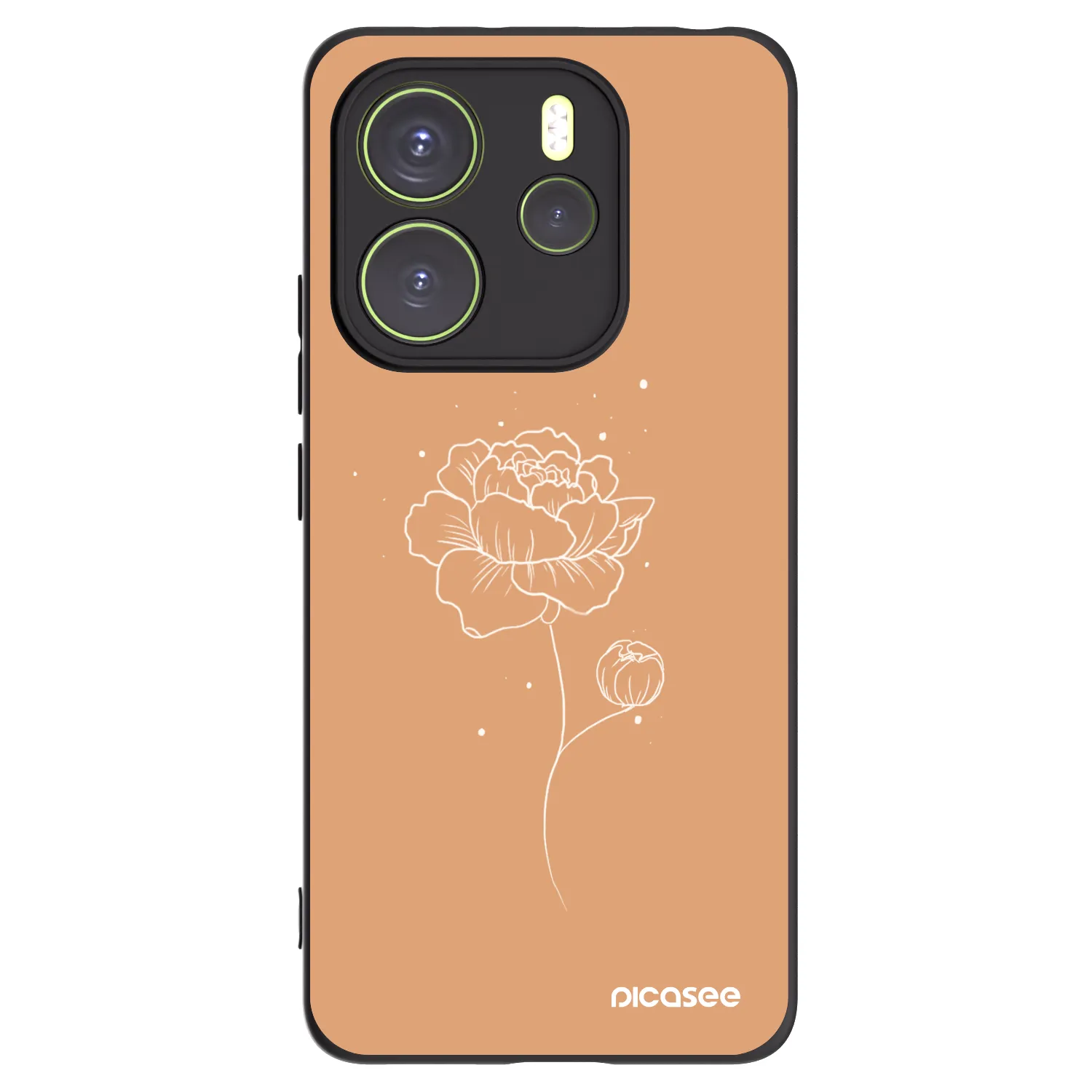 Picasee silikonski črni ovitek za Xiaomi Redmi Note 14 4G - Peonies