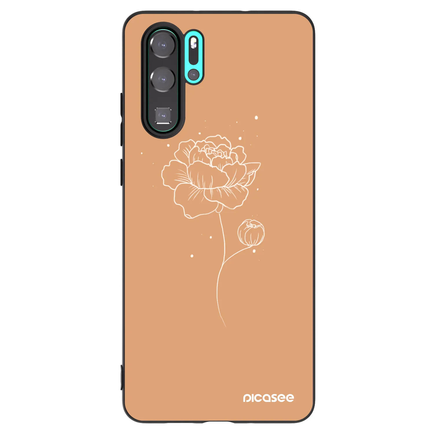 Picasee silikonski črni ovitek za Huawei P30 Pro - Peonies