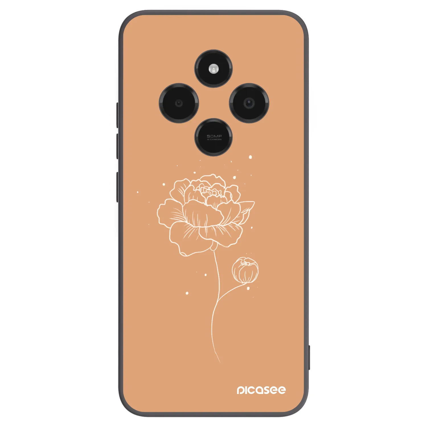 Picasee silikonski črni ovitek za Xiaomi Poco C75 - Peonies