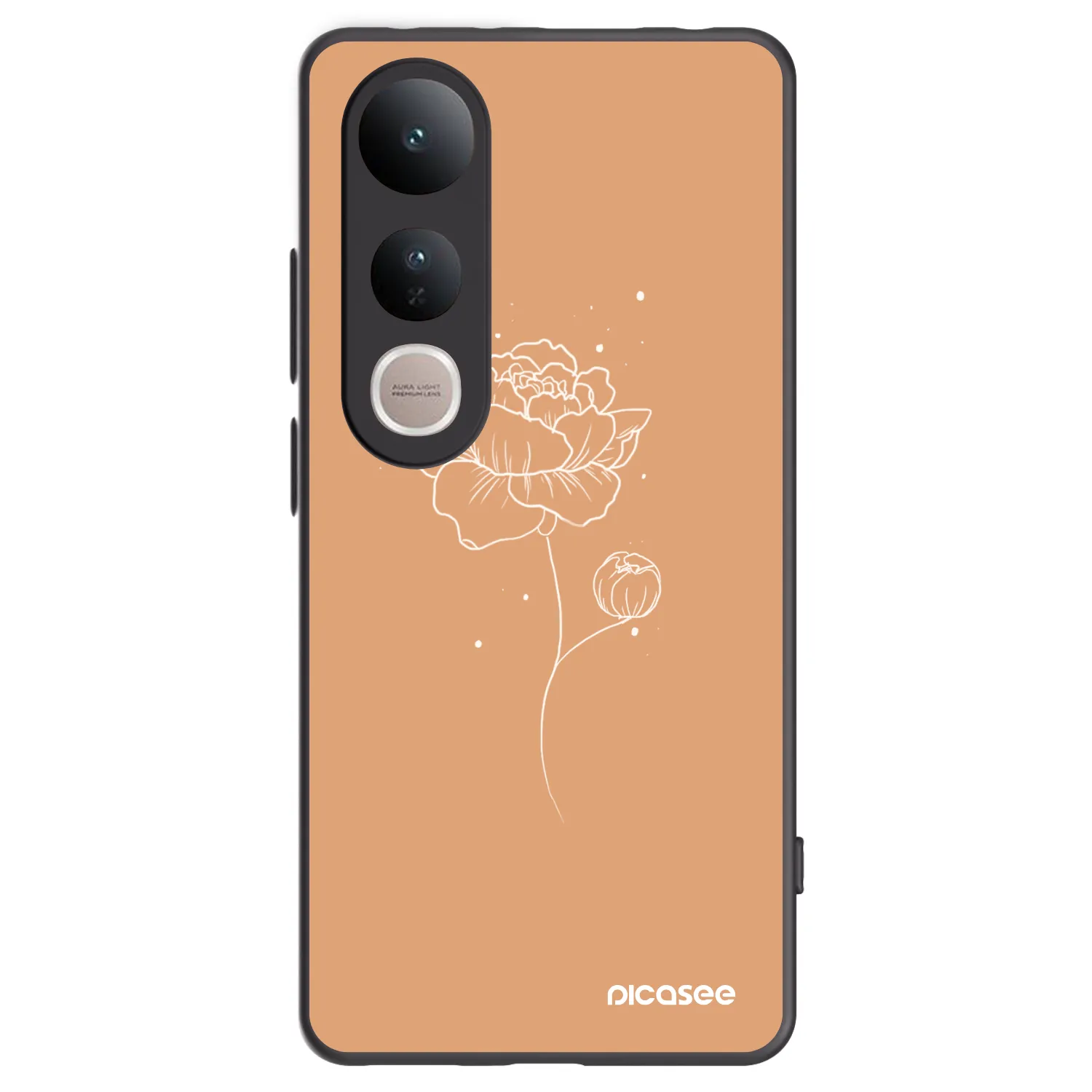 Picasee silikonski črni ovitek za Vivo V50 Lite 5G - Peonies