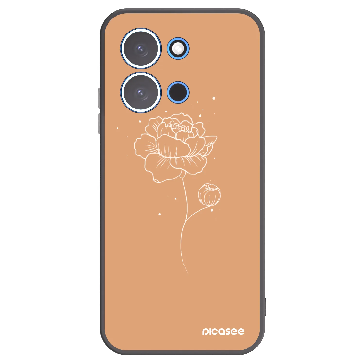 Picasee silikonski črni ovitek za Xiaomi Redmi 15C 4G - Peonies