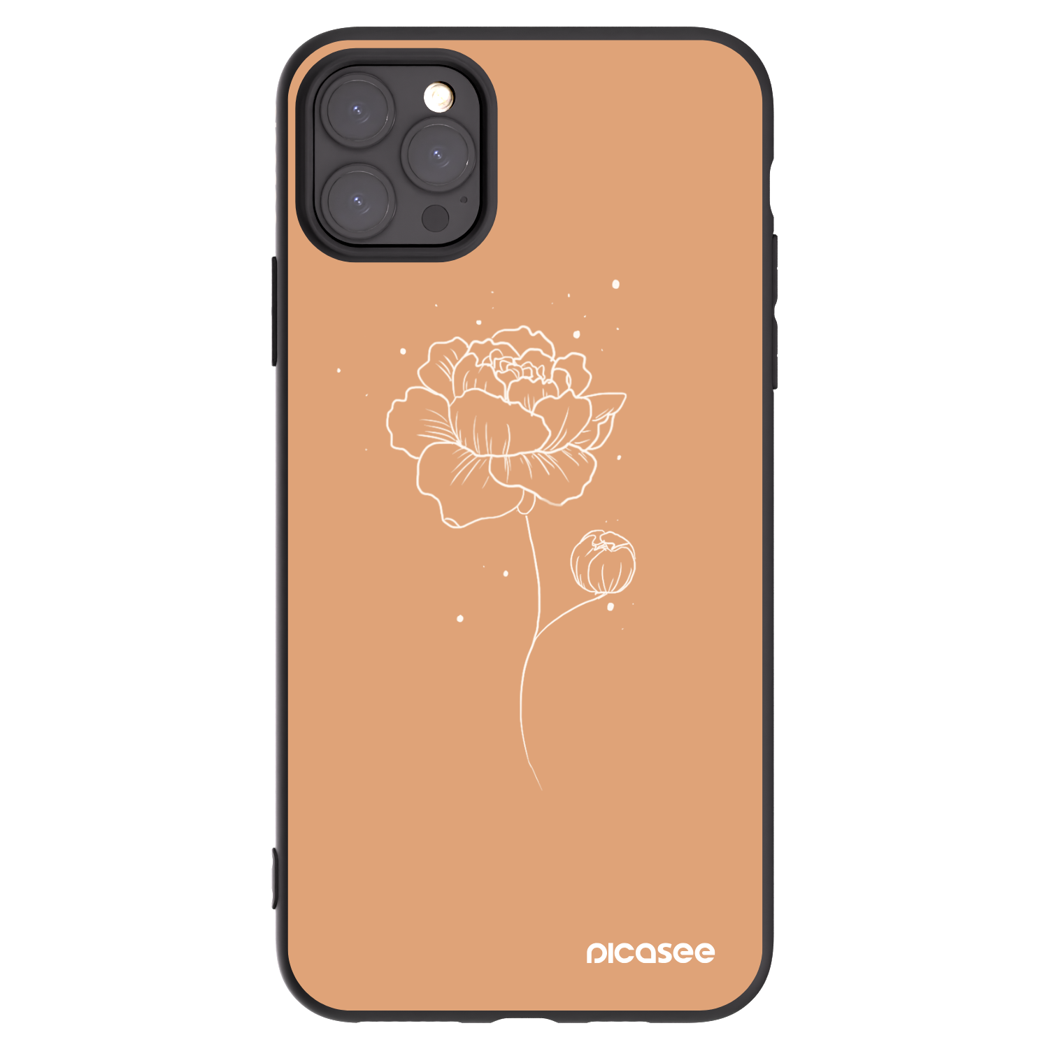 Picasee silikonski črni ovitek za Apple iPhone 11 Pro Max - Peonies