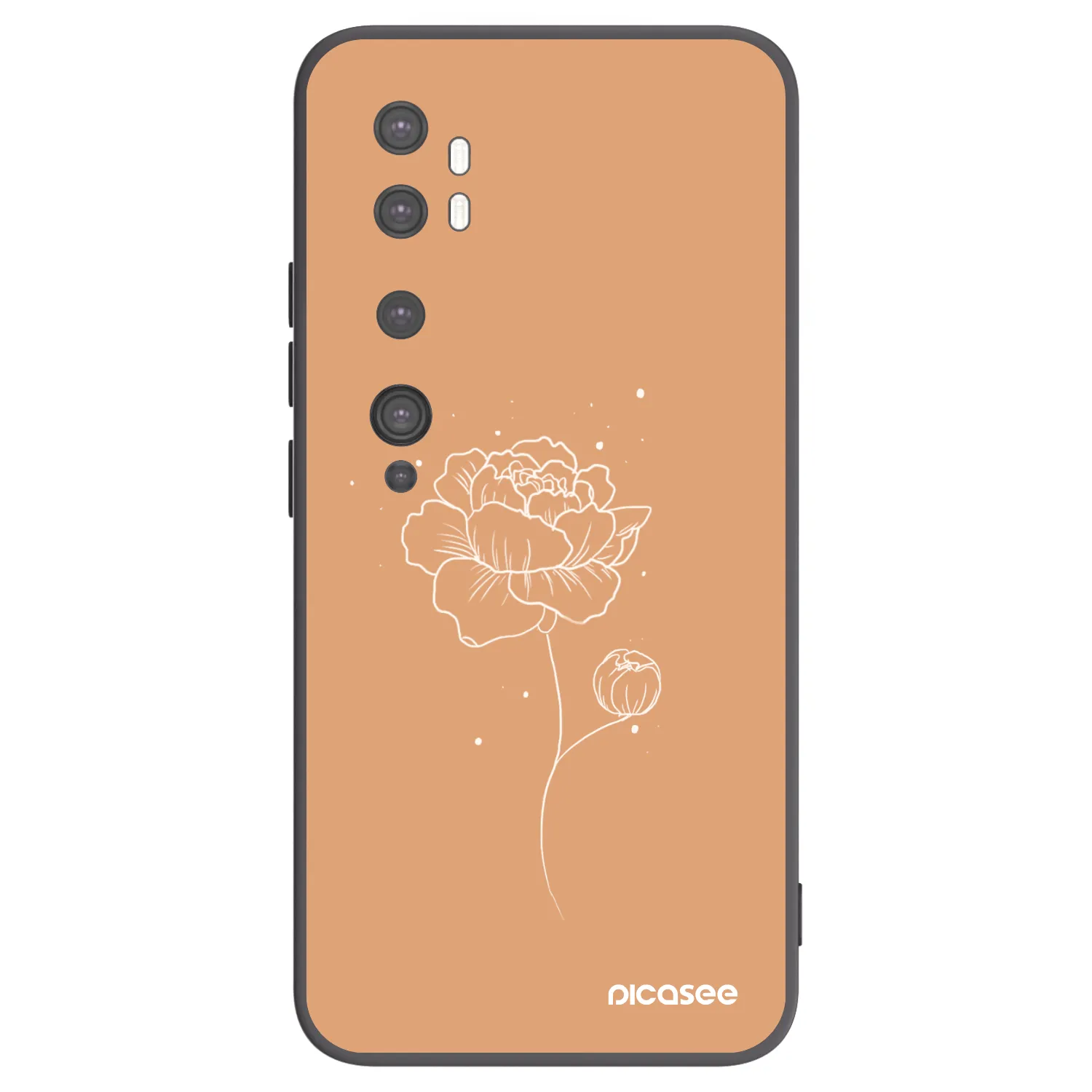 Picasee silikonski črni ovitek za Xiaomi Mi Note 10 (Pro) - Peonies