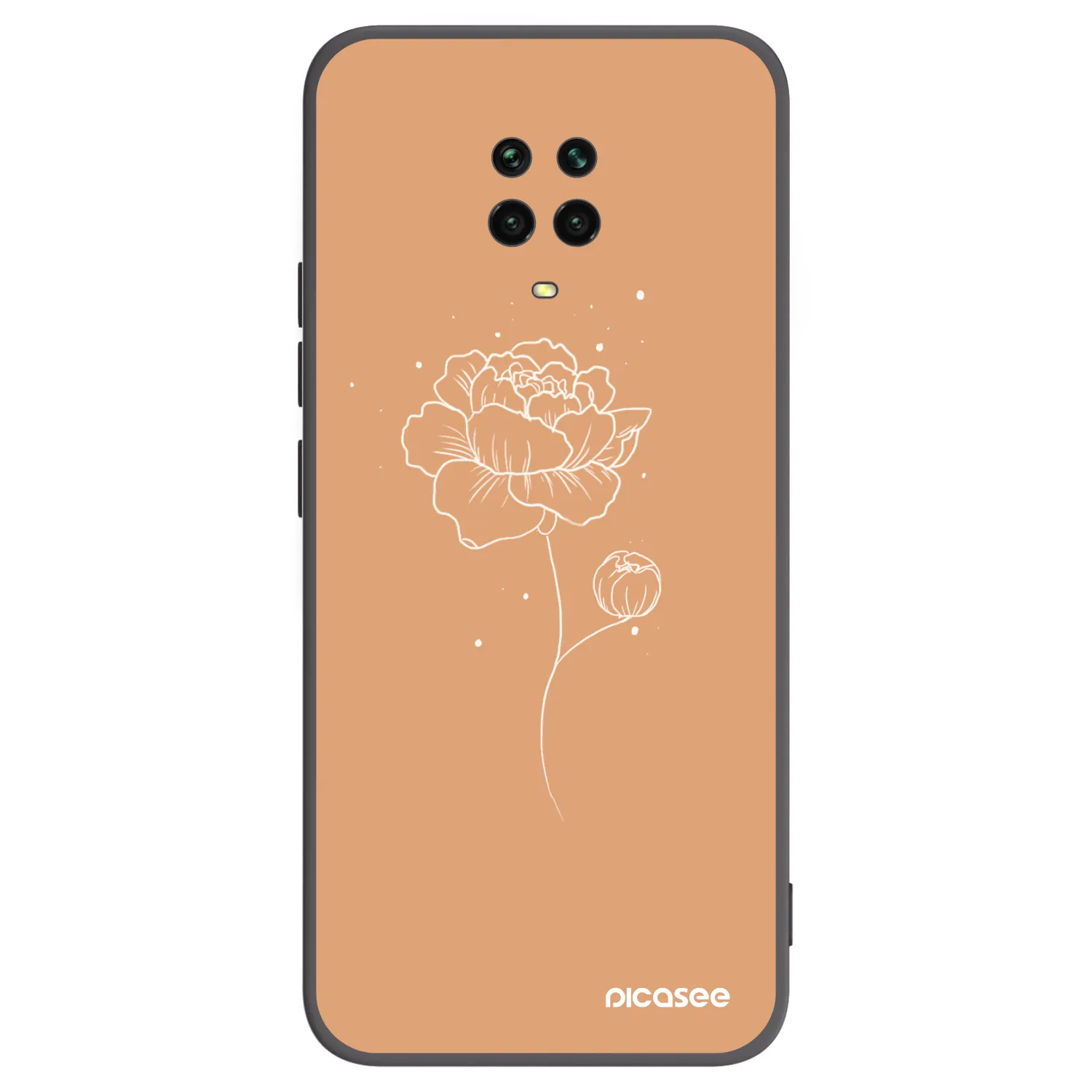 Picasee silikonski črni ovitek za Xiaomi Redmi Note 9 Pro - Peonies