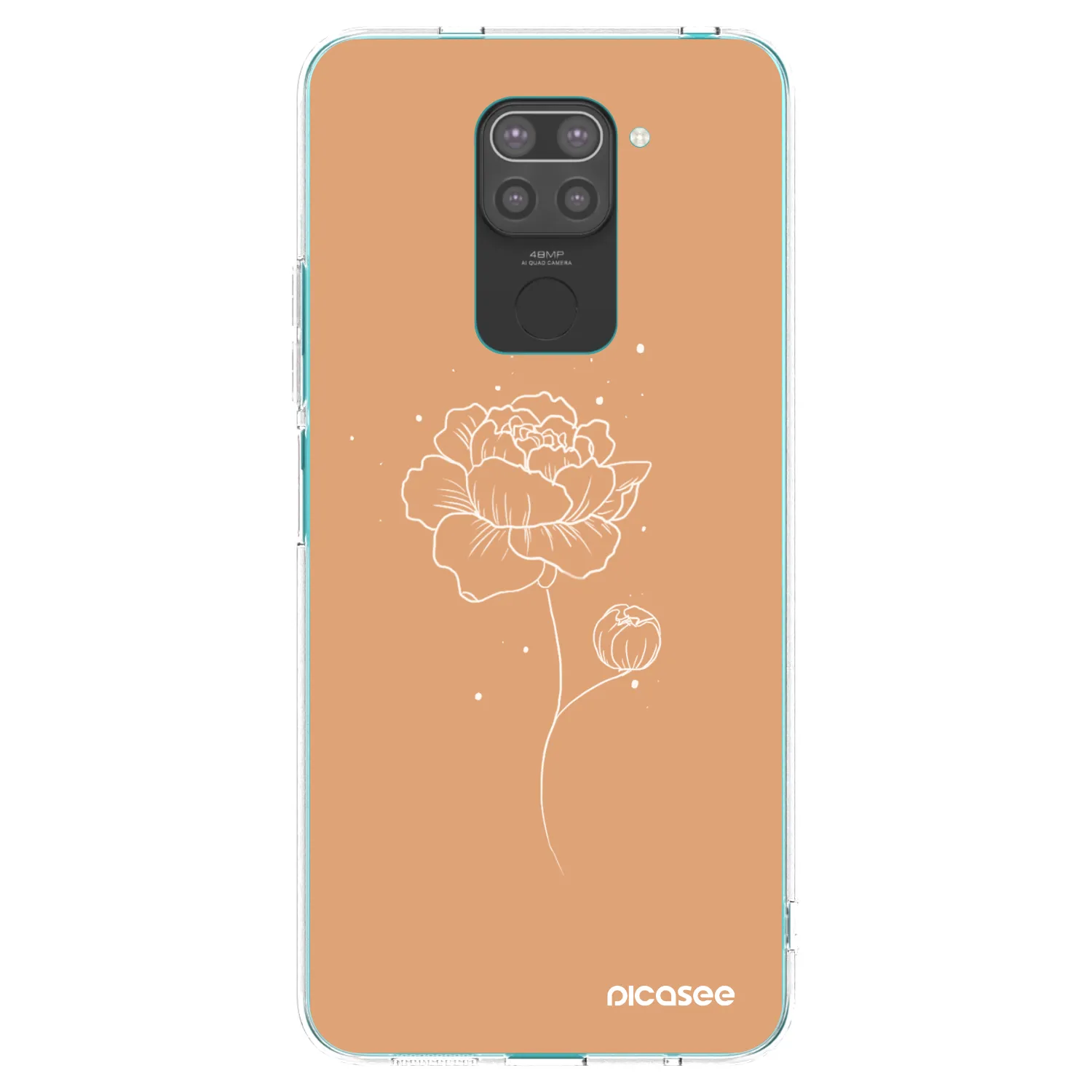 Picasee silikonski črni ovitek za Xiaomi Redmi Note 9 - Peonies