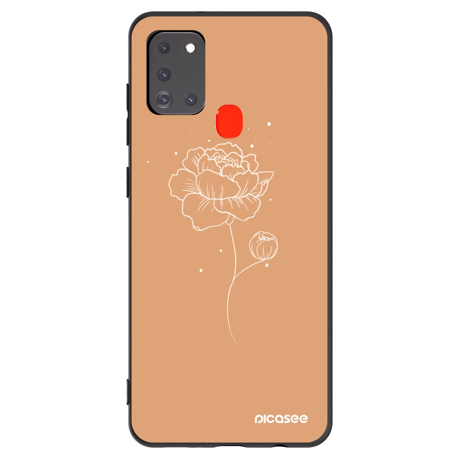 Picasee silikonski črni ovitek za Samsung Galaxy A21s - Peonies