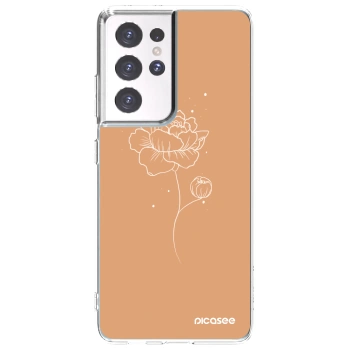 Picasee silikonski prozorni ovitek za Samsung Galaxy S21 Ultra 5G G998B - Peonies