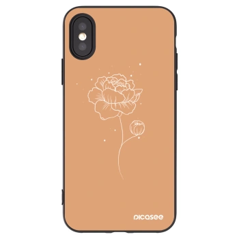 Picasee silikonski črni ovitek za Apple iPhone X/XS - Peonies