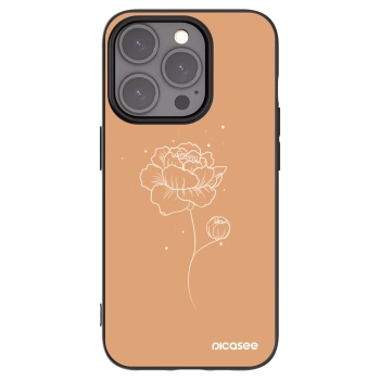 Picasee silikonski črni ovitek za Apple iPhone 15 Pro - Peonies