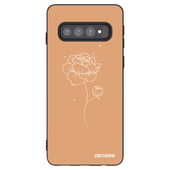 Picasee silikonski črni ovitek za Samsung Galaxy S10 G973 - Peonies