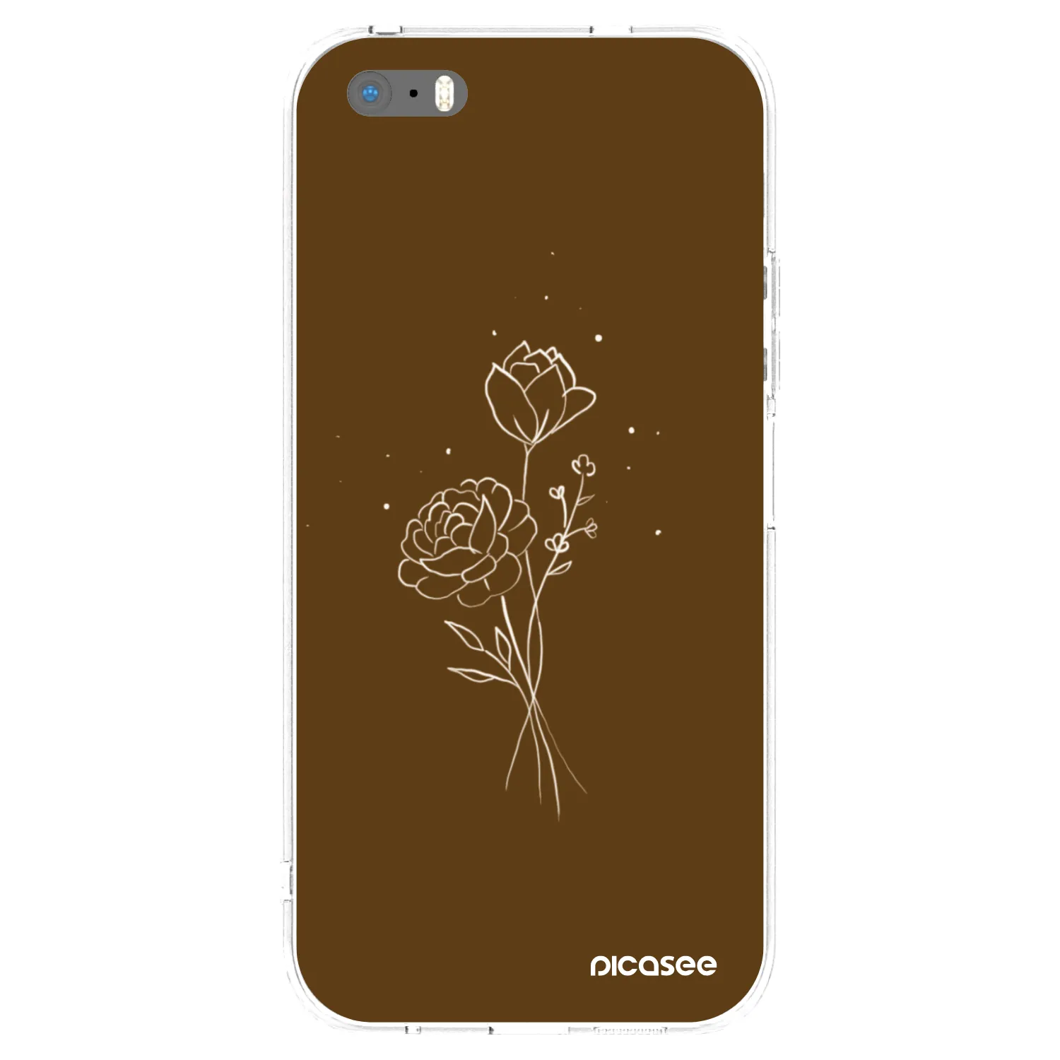 Picasee silikonski prozorni ovitek za Apple iPhone 5/5S/SE - Brown flowers