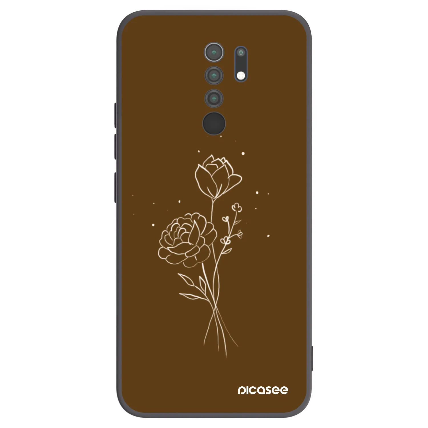 Picasee silikonski črni ovitek za Xiaomi Redmi 9 - Brown flowers