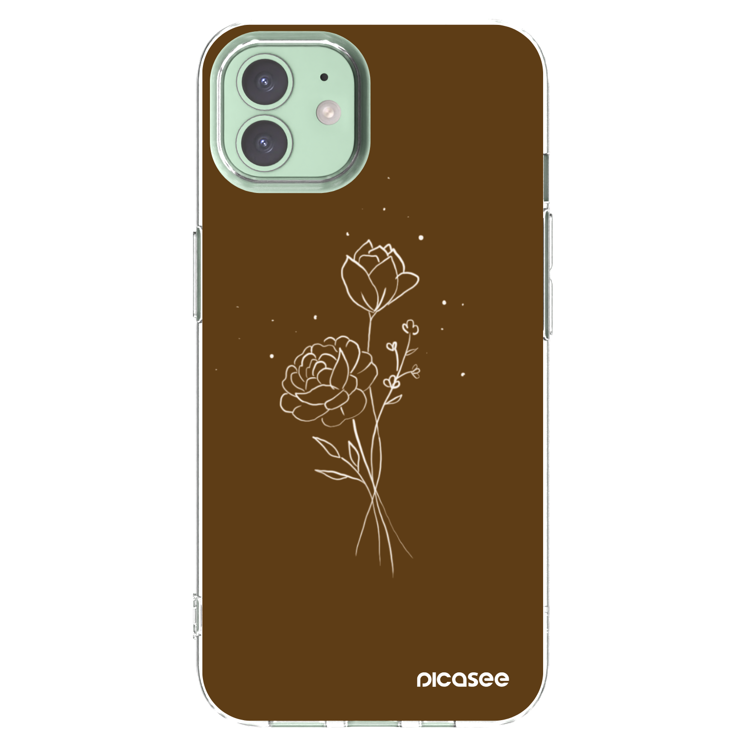 Picasee silikonski prozorni ovitek za Apple iPhone 12 Pro - Brown flowers