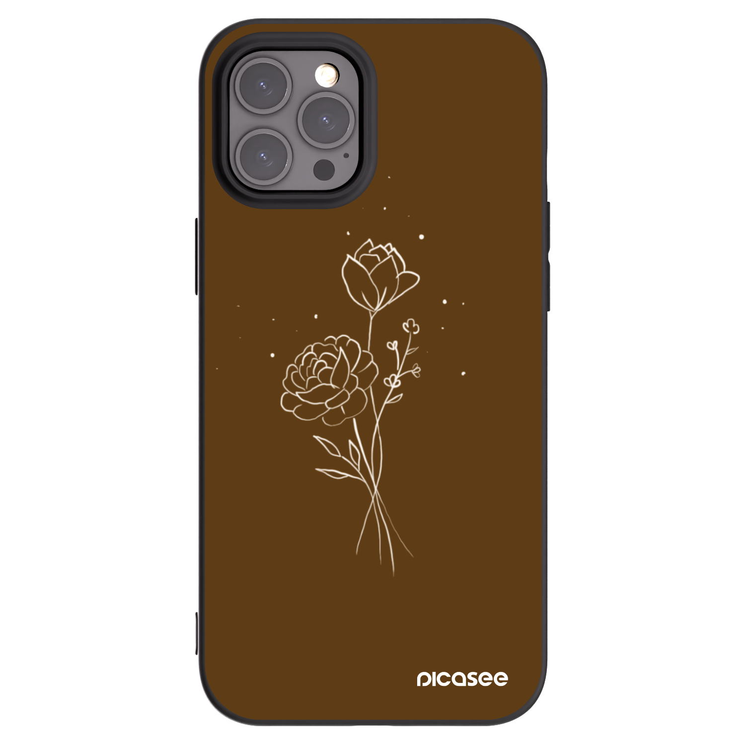 Picasee silikonski črni ovitek za Apple iPhone 12 Pro Max - Brown flowers