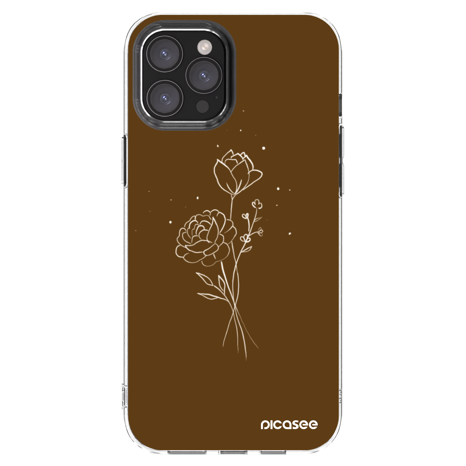 Picasee silikonski prozorni ovitek za Apple iPhone 12 Pro Max - Brown flowers