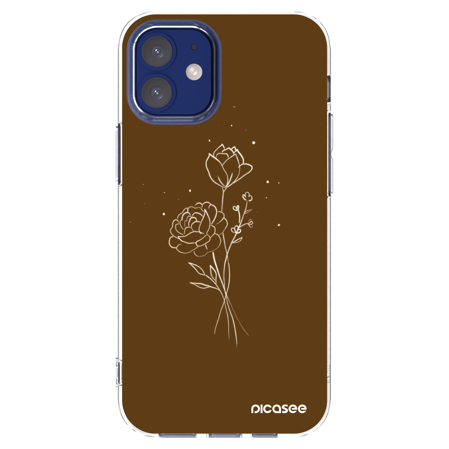 Picasee silikonski prozorni ovitek za Apple iPhone 12 mini - Brown flowers