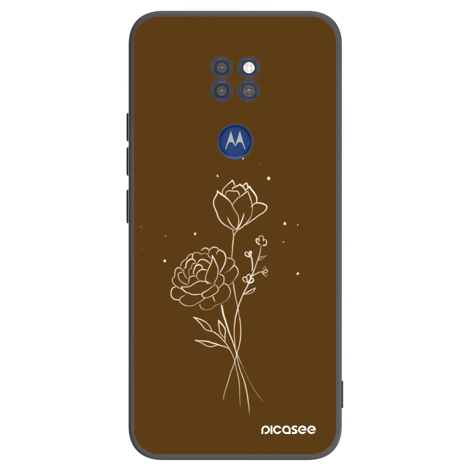 Picasee silikonski črni ovitek za Motorola Moto G9 Play - Brown flowers