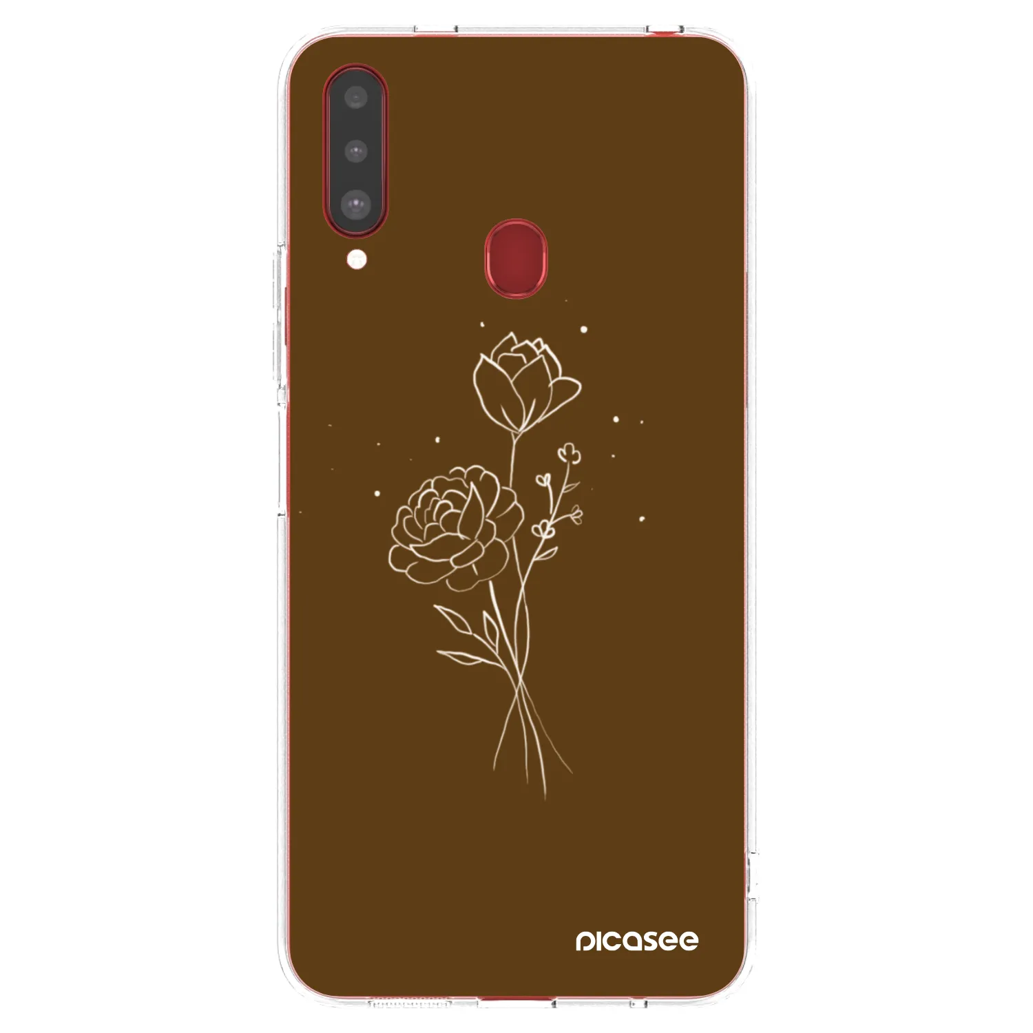 Picasee silikonski prozorni ovitek za Samsung Galaxy A20s - Brown flowers