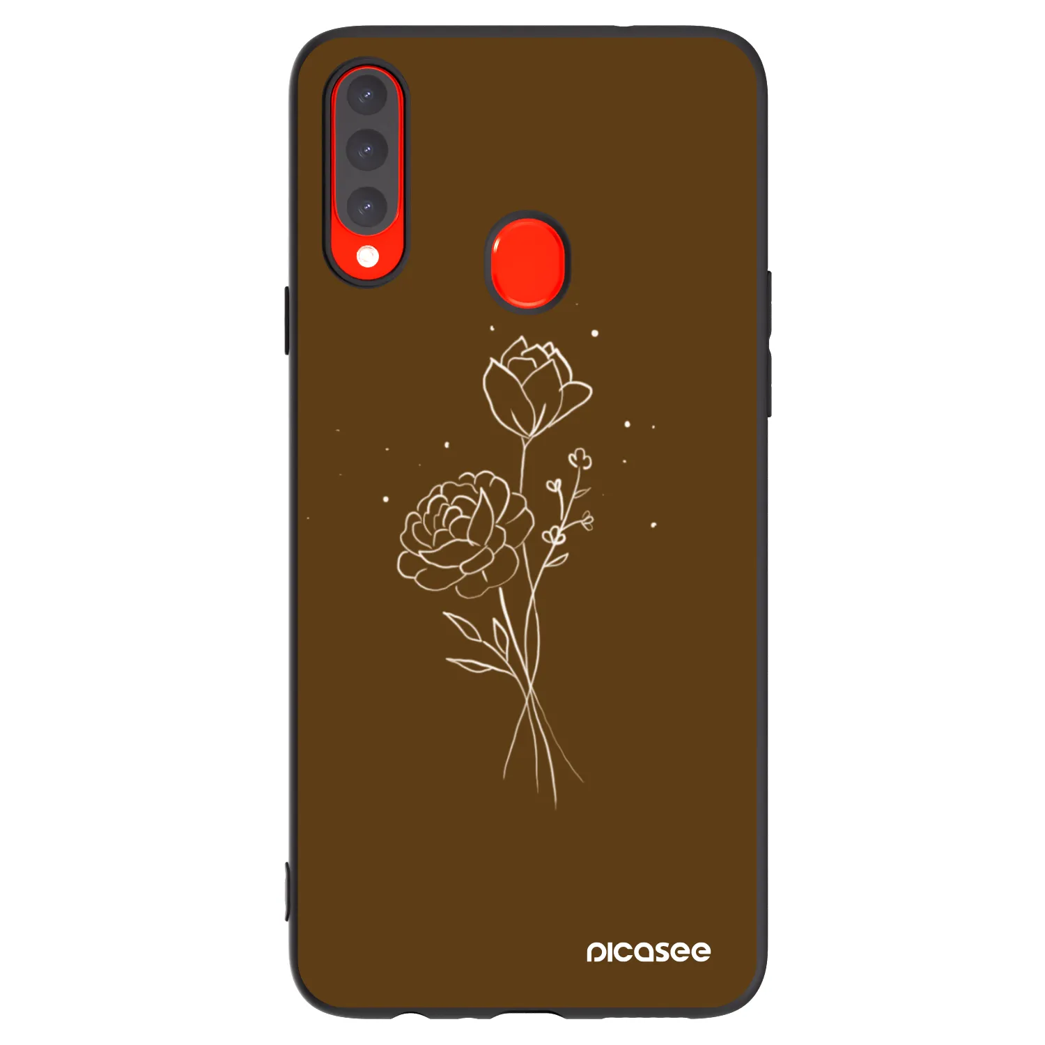 Picasee silikonski črni ovitek za Samsung Galaxy A20s - Brown flowers